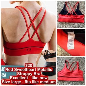 EUC ZYIA Red Sweetheart Metallic Strappy Bra